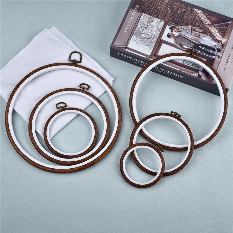 Embroidery Hoop Kit - Yuvarlak Oval ahşap renk gergef s