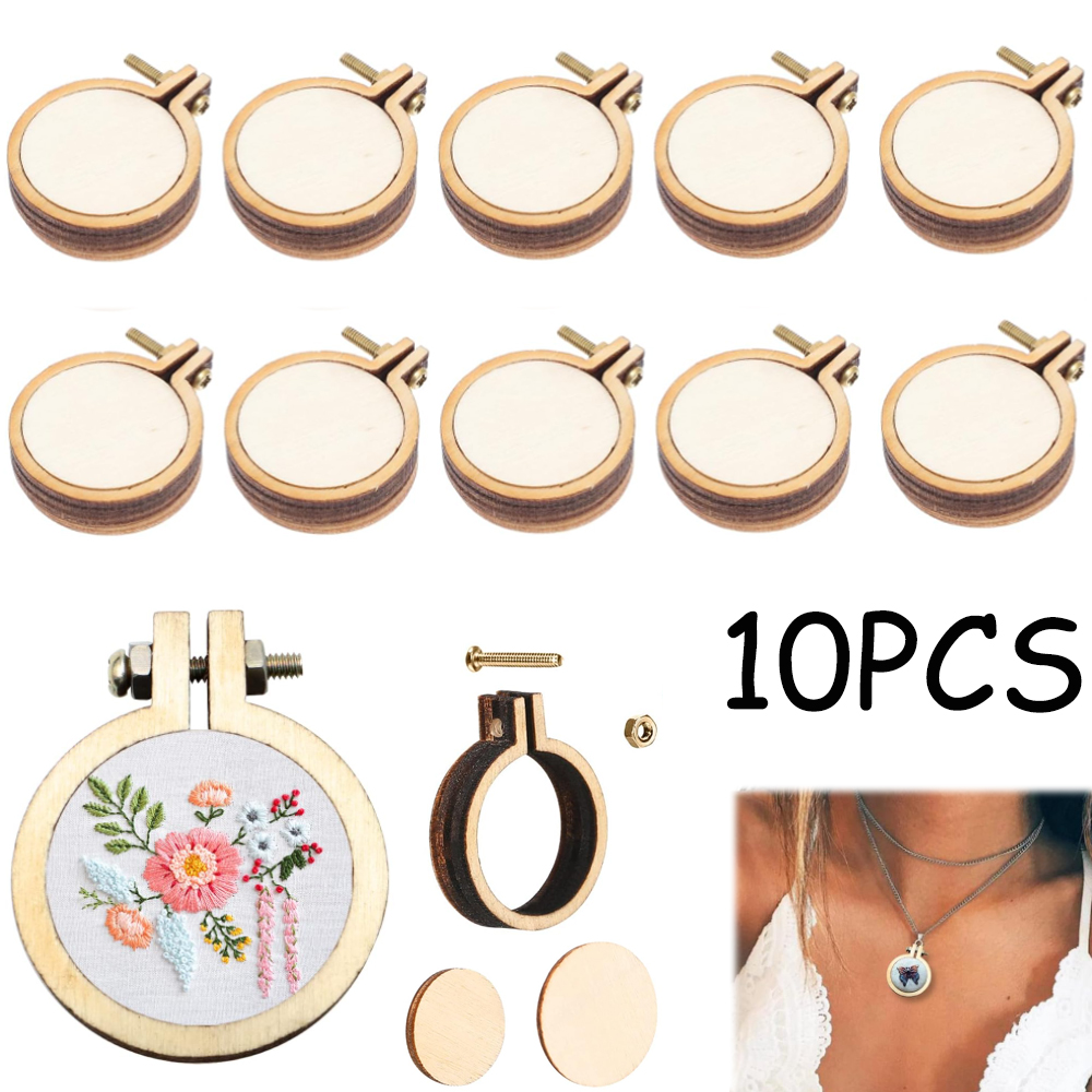 Embroidery Hoop Kit - 10 adet/takım Ahşap Mini Nakış Çember