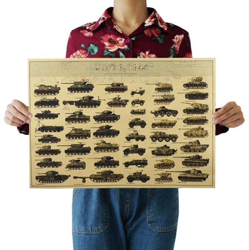 Art Craft Furniture - 51x35cm Vintage dünya savaşı II tankları