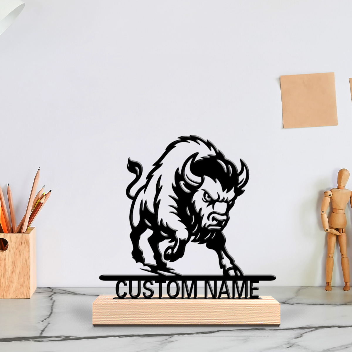 Art Craft Wood - 1 adet Minimalist aslan Özelleştirilebilir Metin