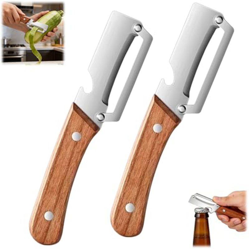 Art Craft Wood - Paslanmaz Çelik Mutfak Soyacağı, Ahşap Saplı