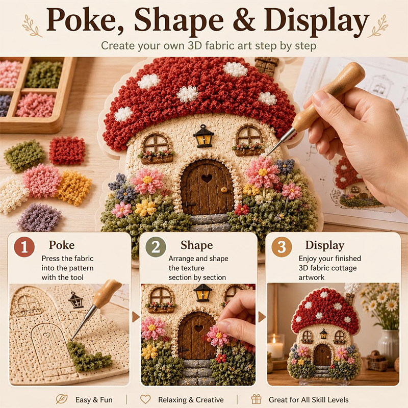 3D Mantar Ev Poke Art DIY Kiti - Art Craft Materials incelemesi ve fiyatı